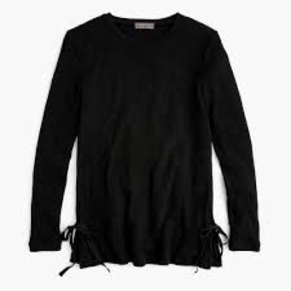J. Crew Point Sur black ribbed tie tunic sweater - Picture 3 of 8
